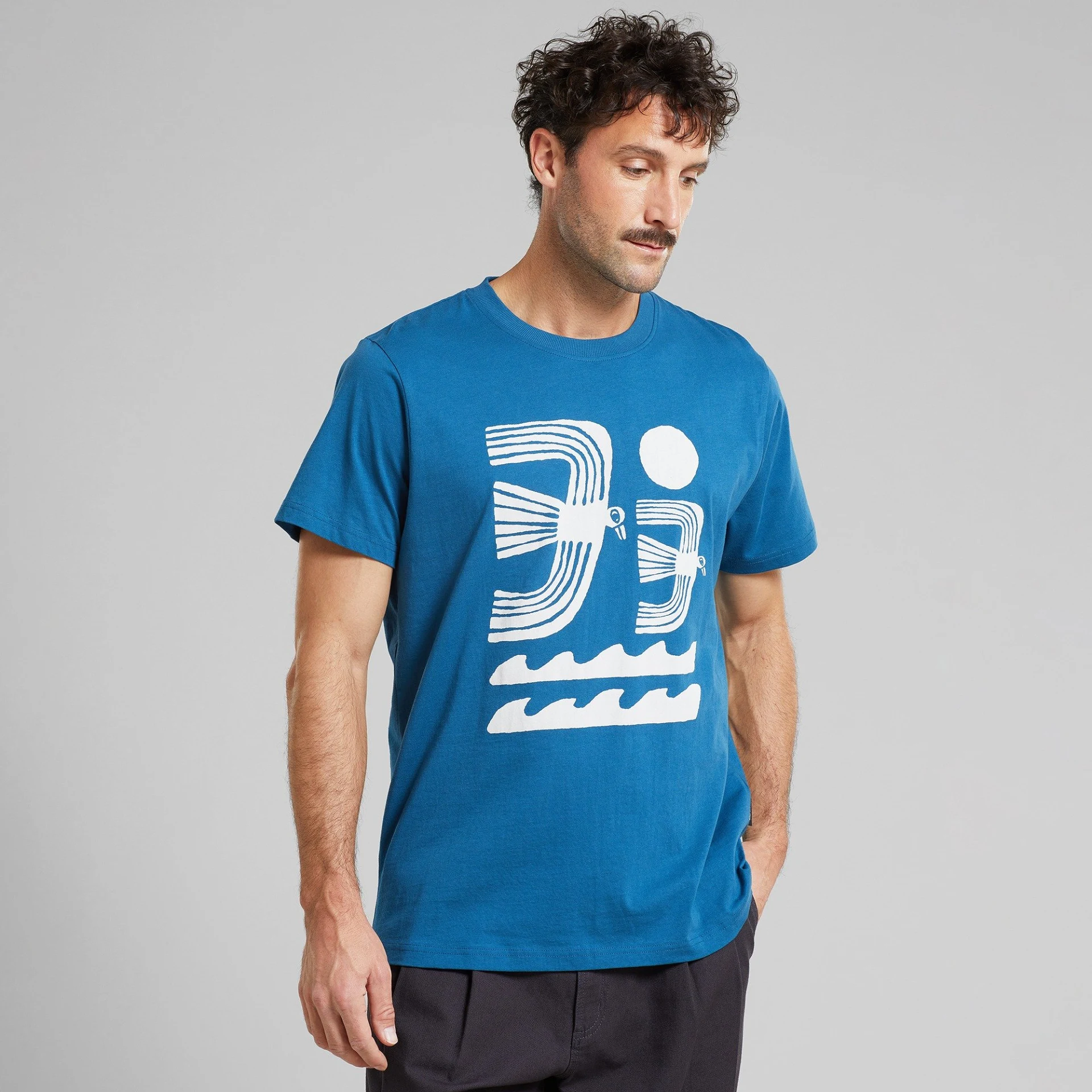 T-shirt Stockholm Seagulls And Waves Midnight Blue