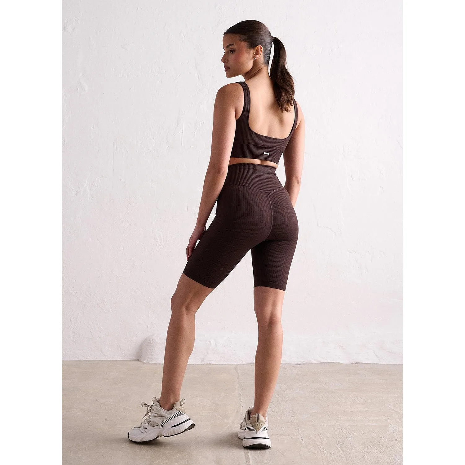 Cacao Ribbed Seamless Biker Shorts