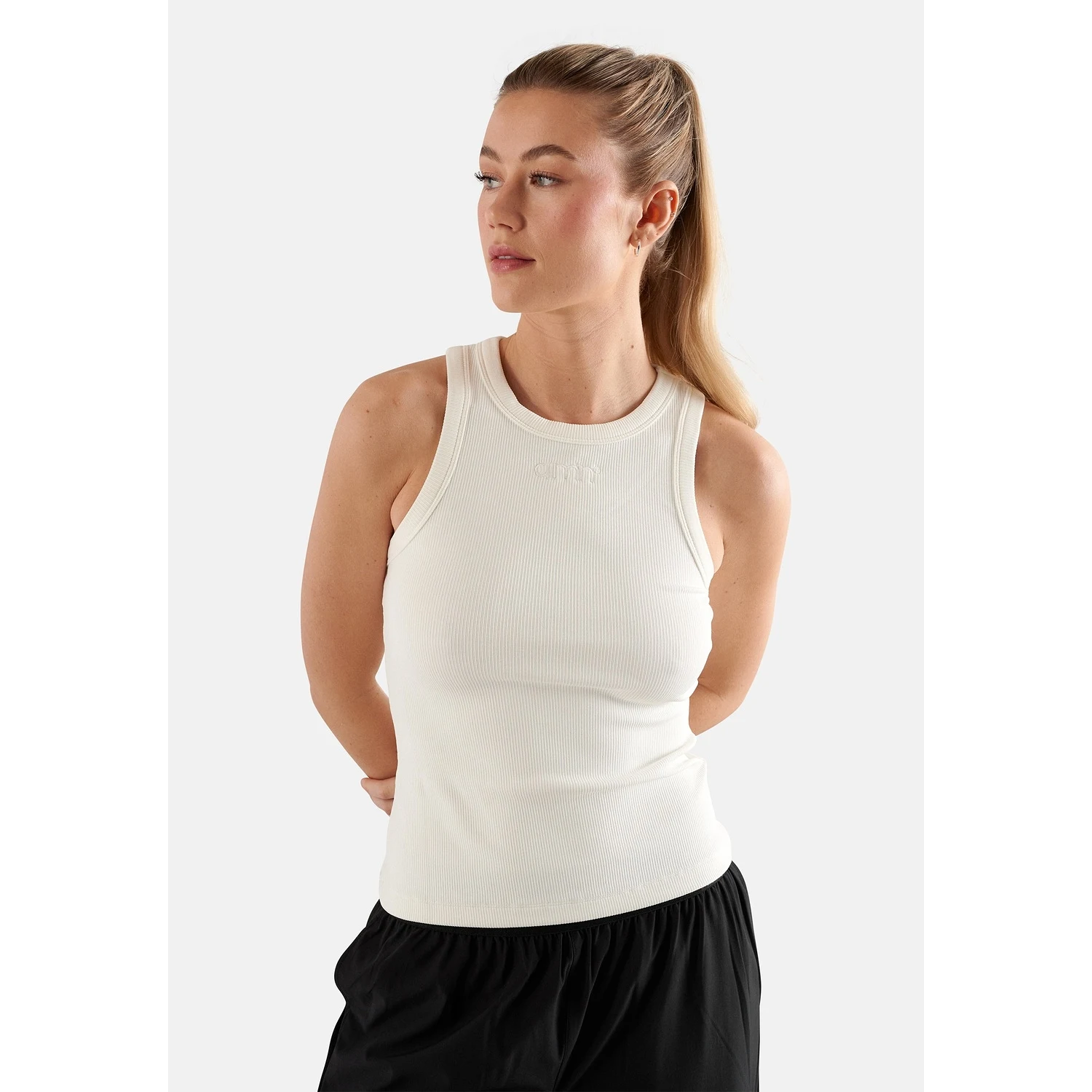 White Tech Rib Tank Top