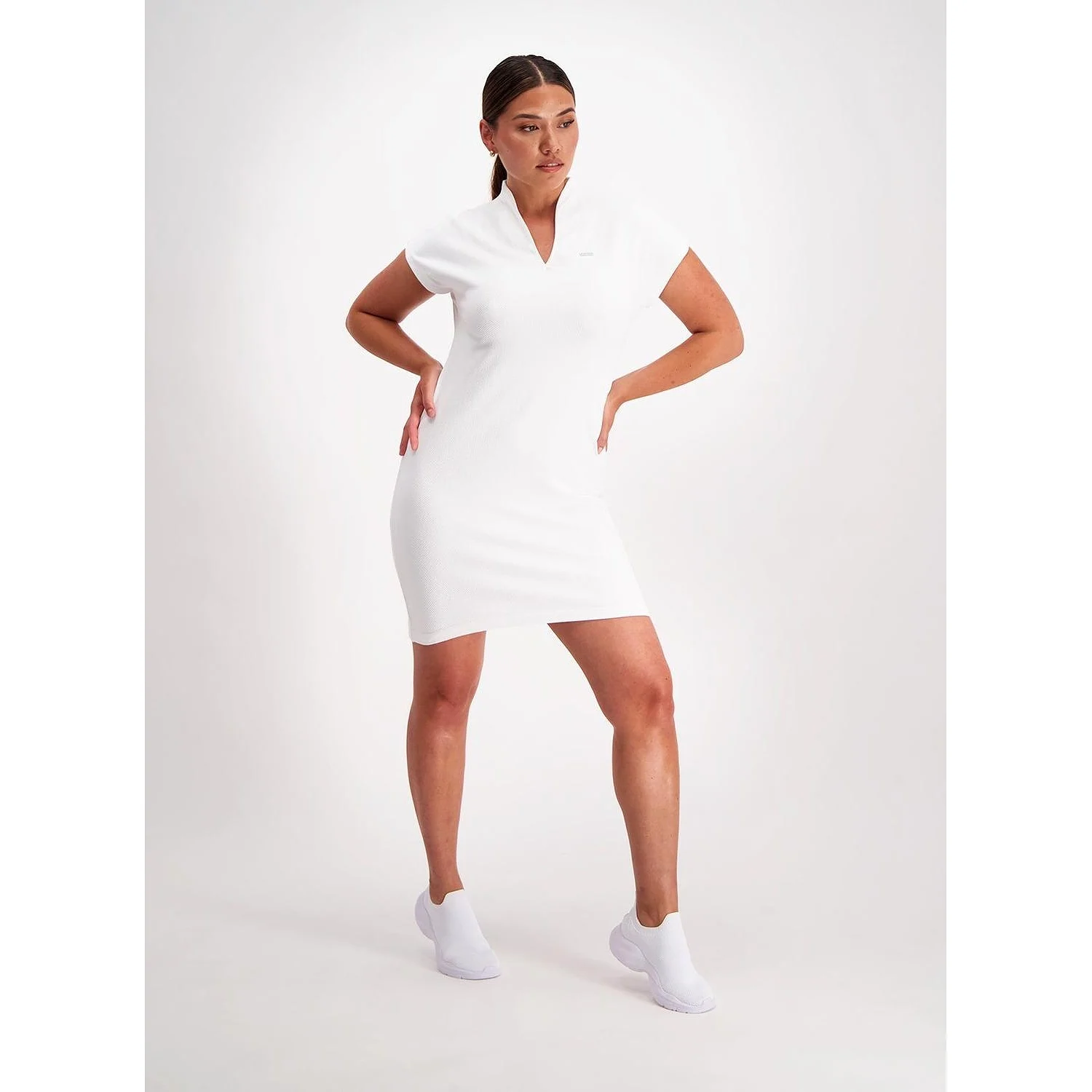 White Luxe Seamless Polo Dress