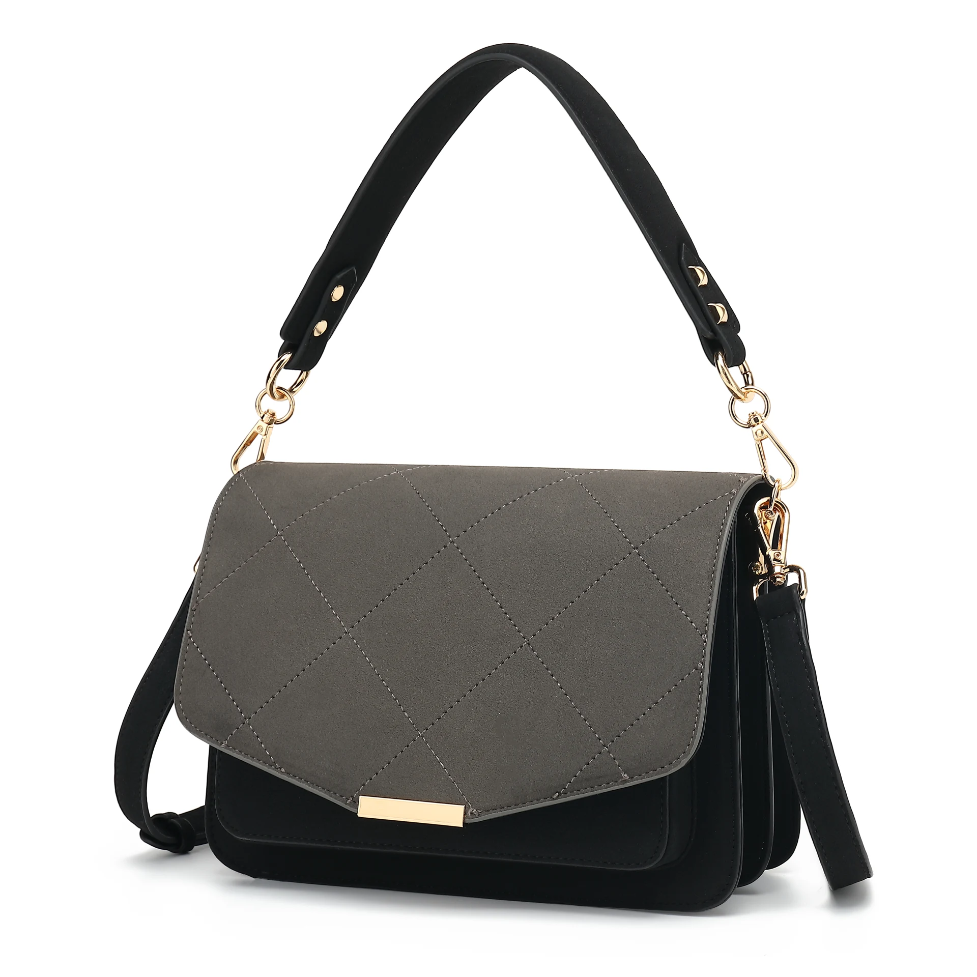 Blanca Multi Compartment Bag - Dark Grey/black