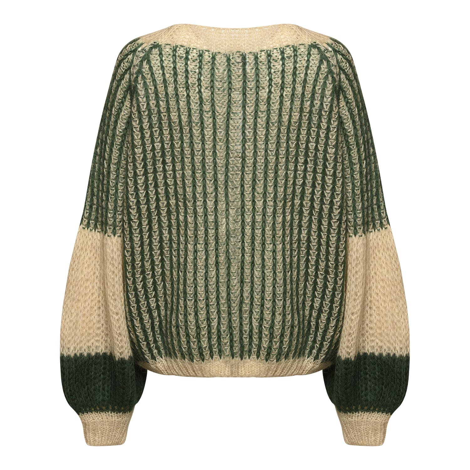 Liana Knit Sweater - Beige/bottle Green