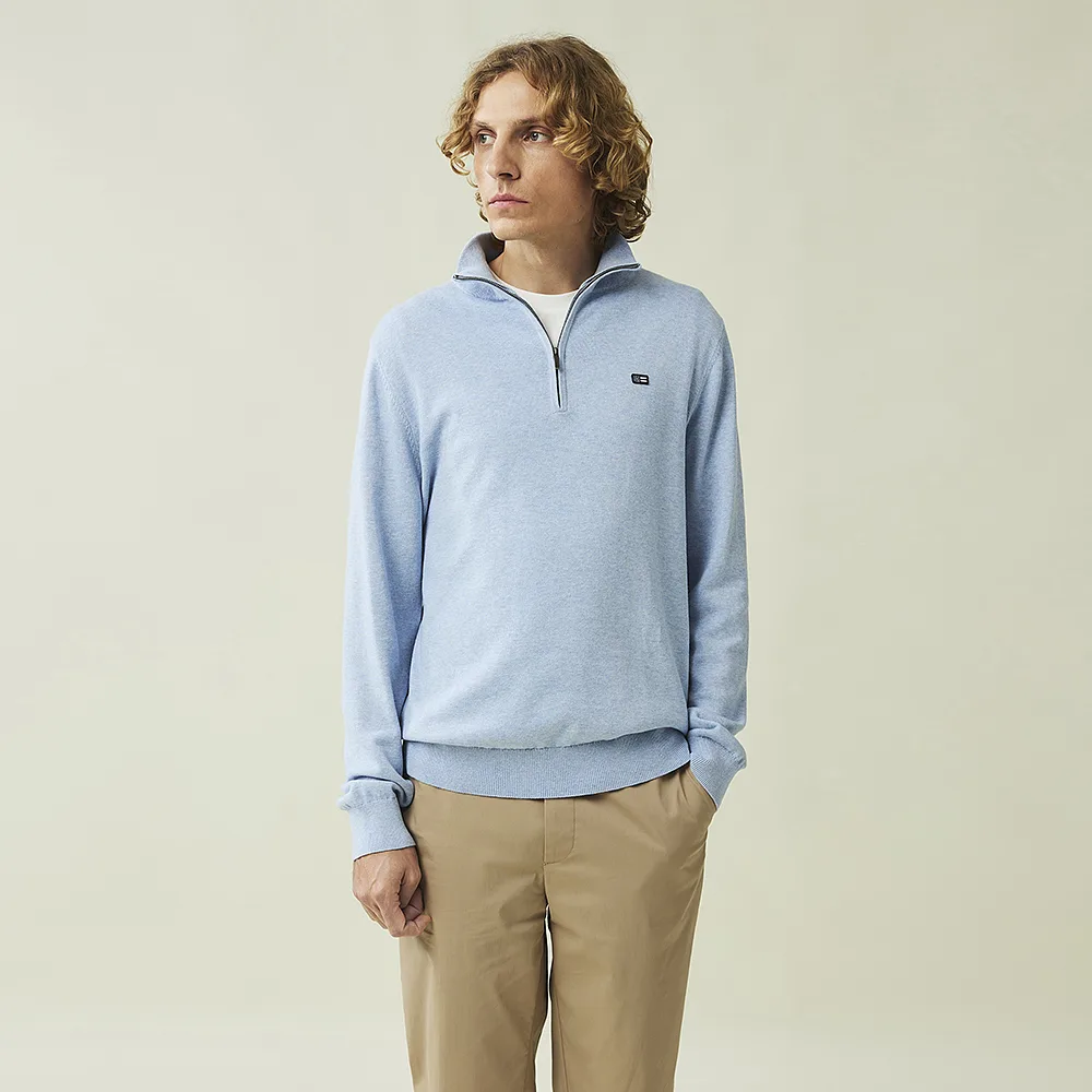 Clay Cotton Half-zip Sweater