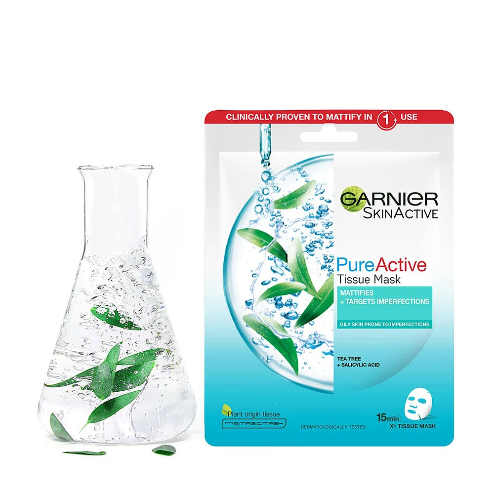 SkinActive Pure Active Tea Tree Mattifies Tissue Mask