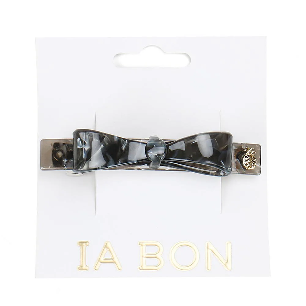 Bow Clip - Grey Marble