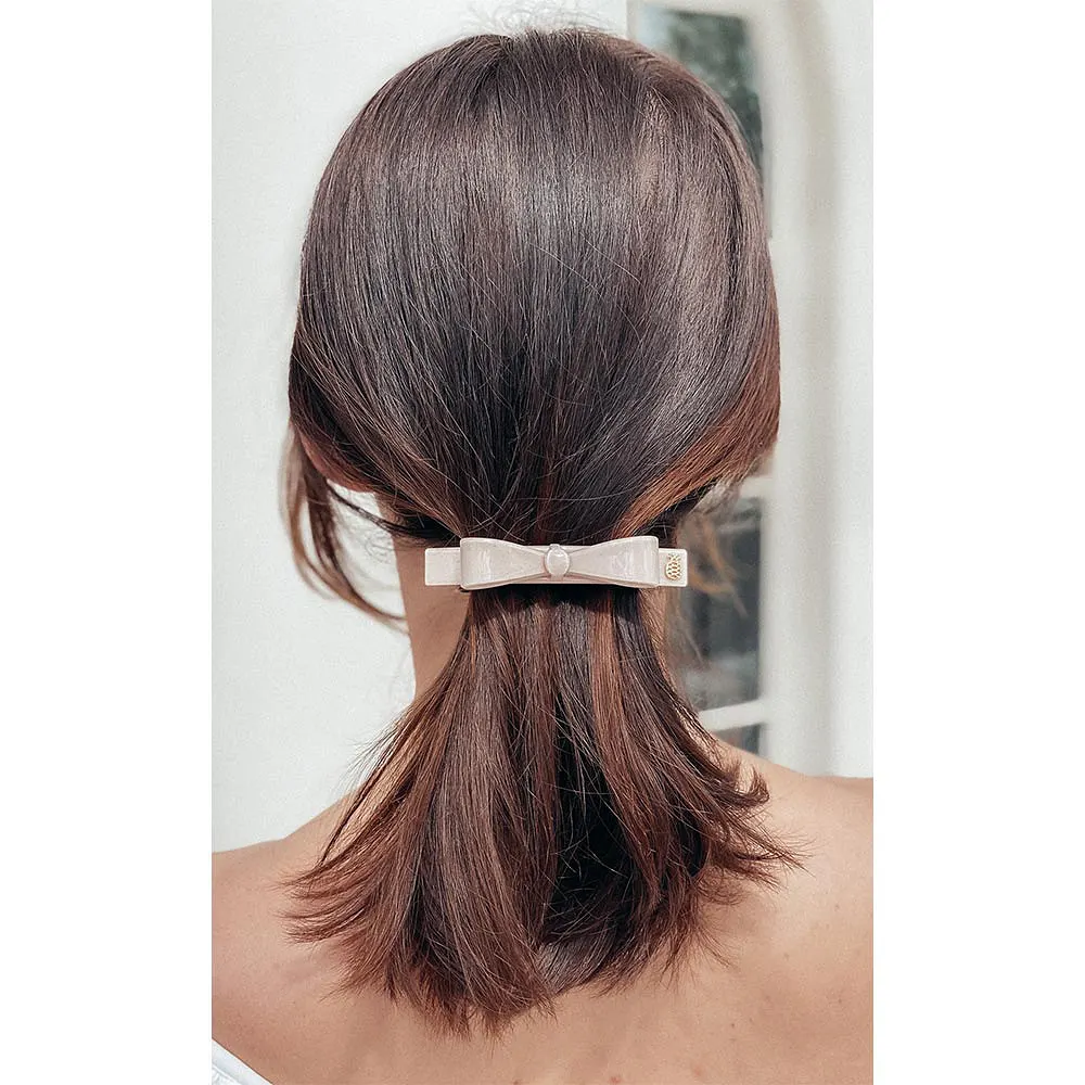 Bow Clip - Sparkling Nude Pink