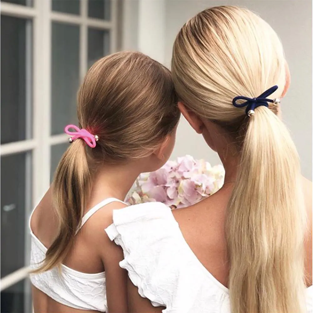 Hair Tie with Gold Bead - Light Pink