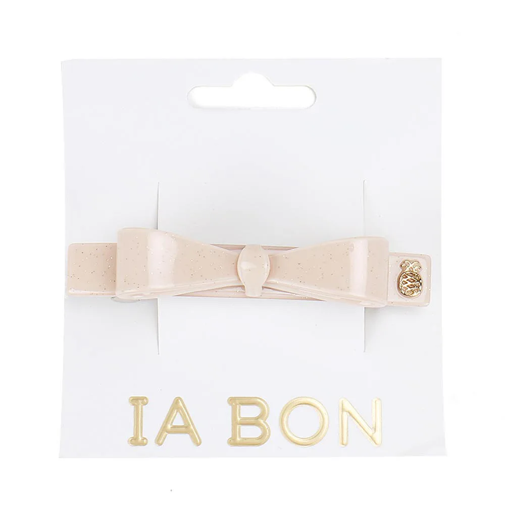 Bow Clip - Sparkling Nude Pink