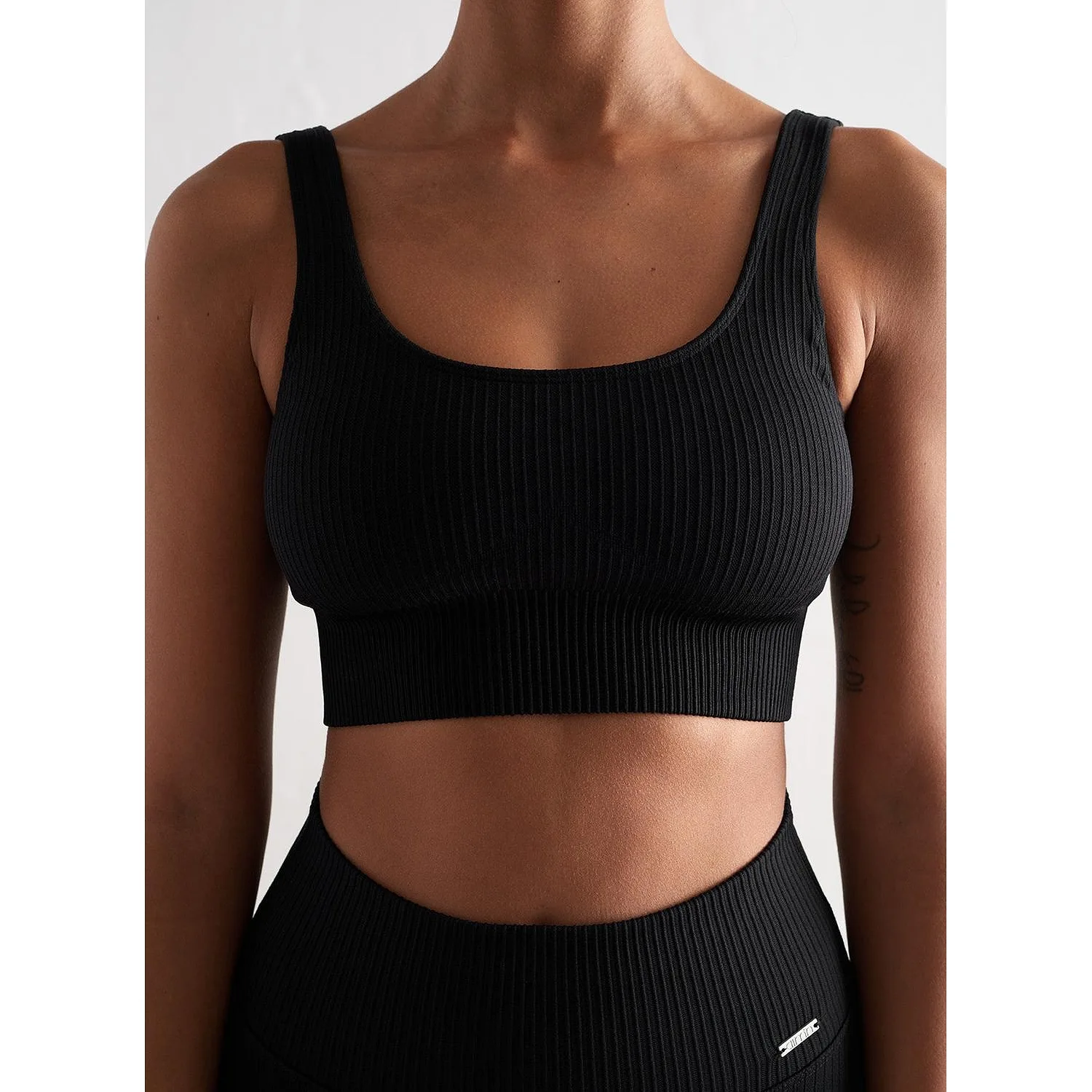 Black Ribbed Seamless Bra