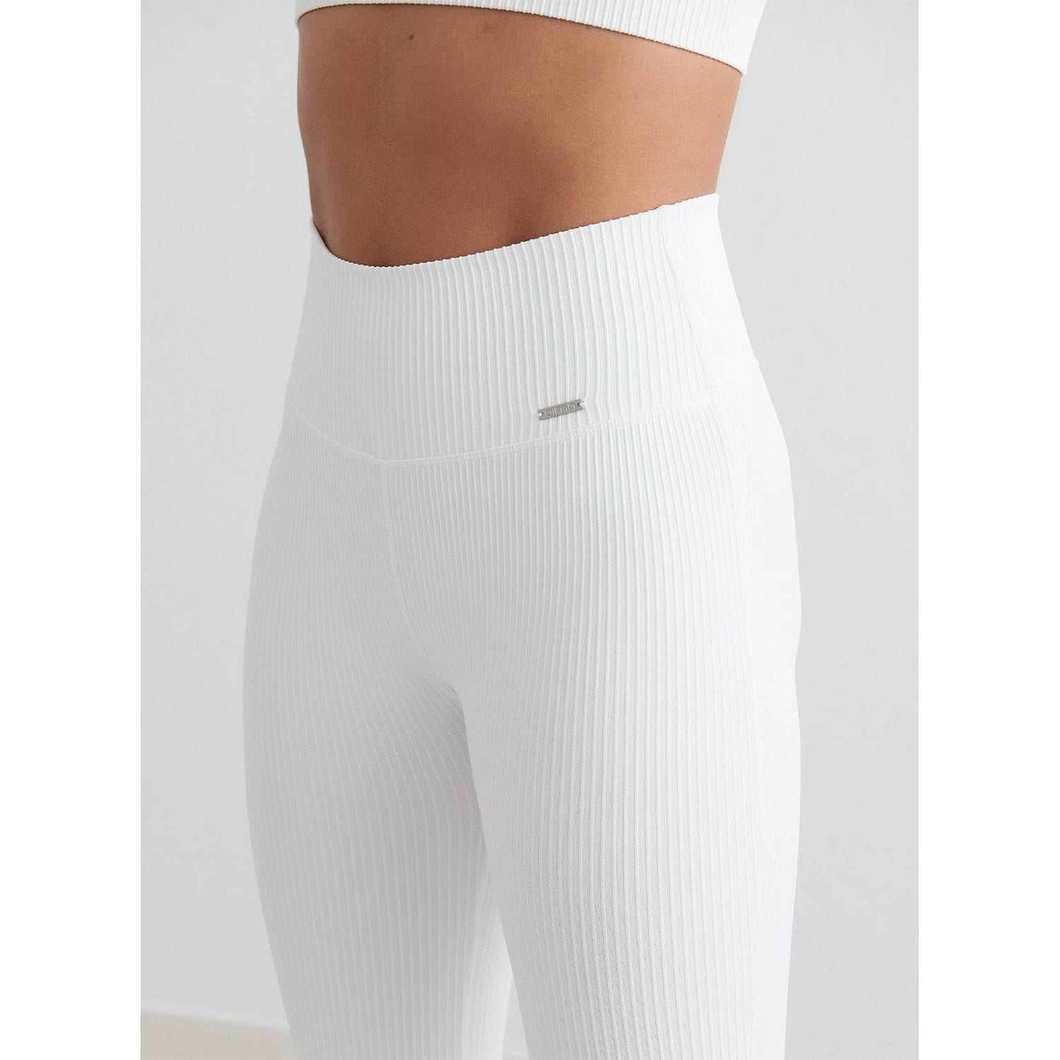 White Ribbed Seamless Flare Tights