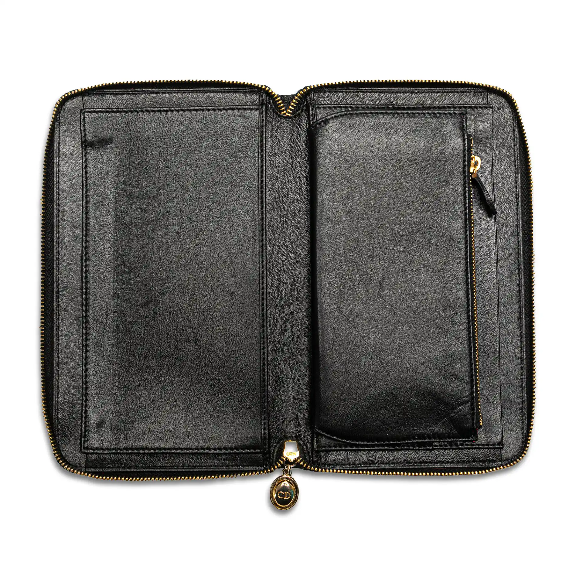 Dior Lambskin Cannage Zip Around Organizer Wallet