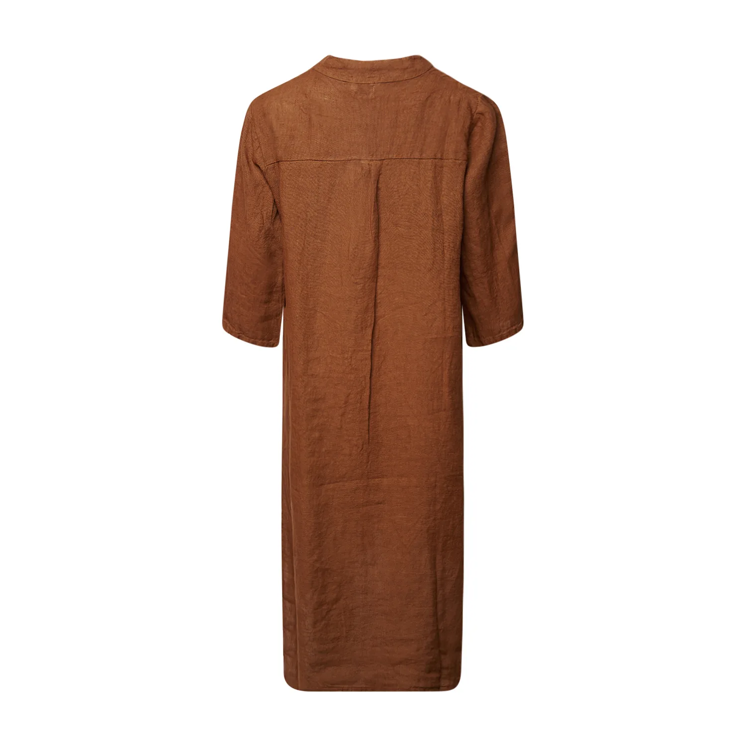 18970p,  Long Shirt Dress With Pocket, Linen - New Camel