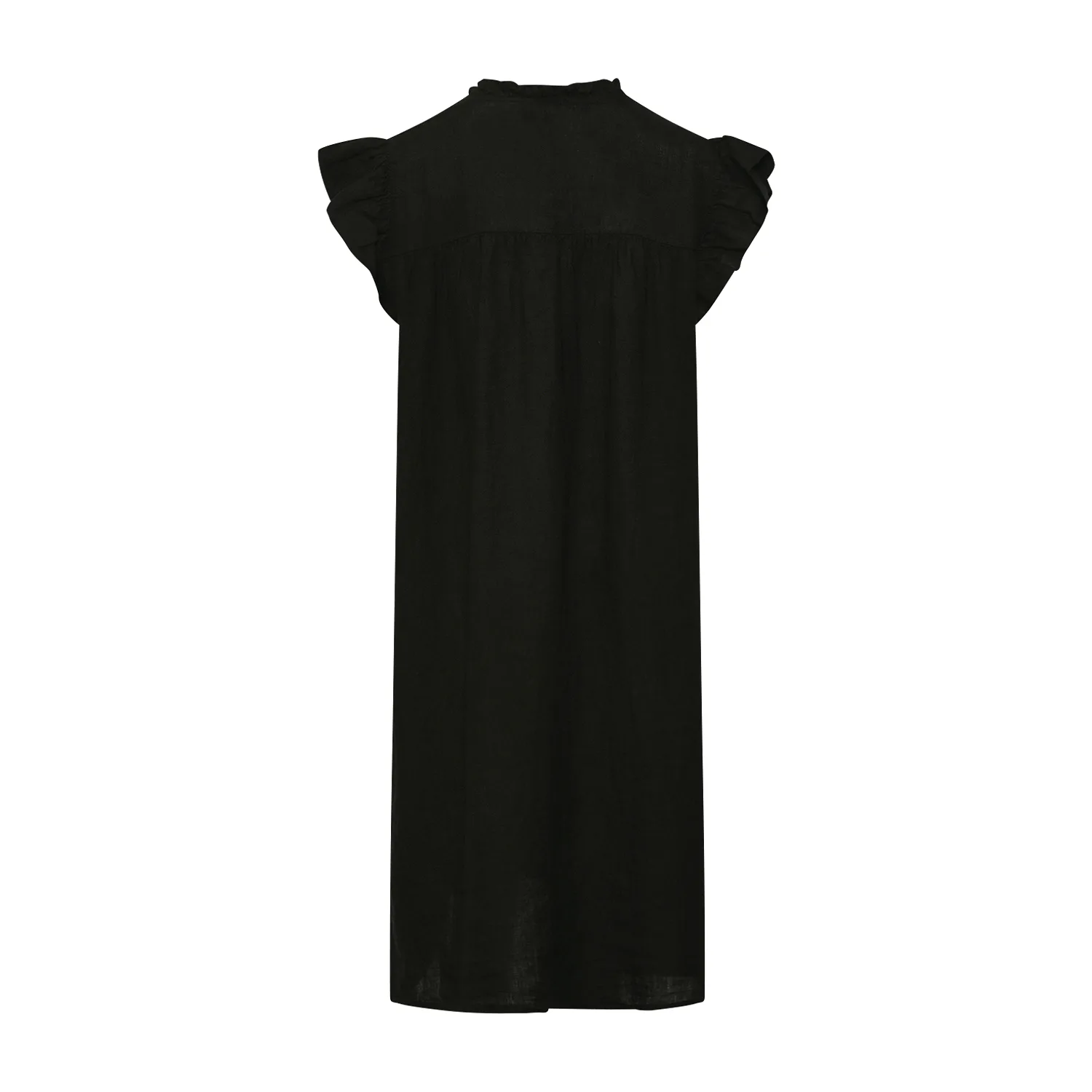 Etta, Frill Dress, Linen - Black