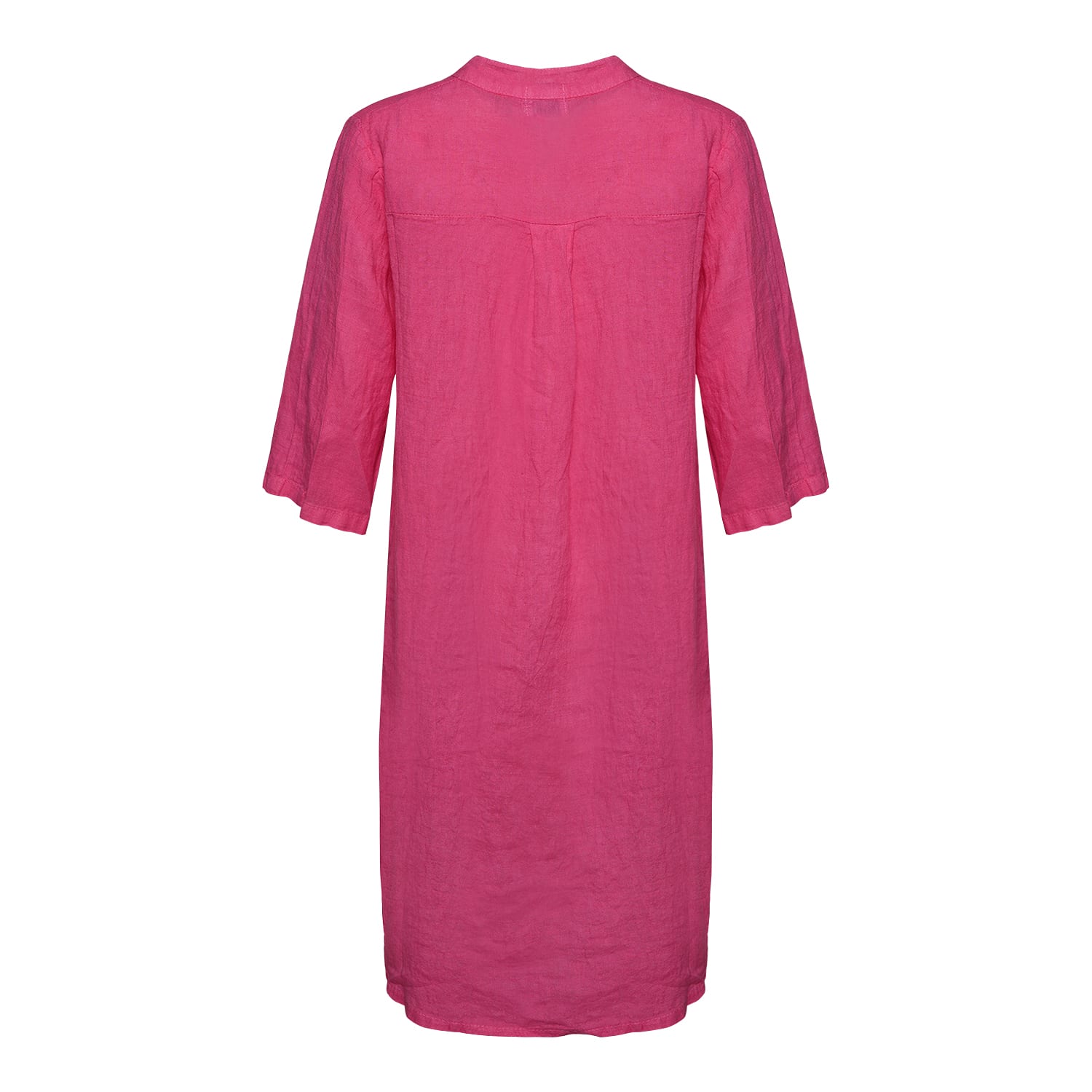 17690p, Shirt Dress With Pocket, Linen - Pink Fucsia