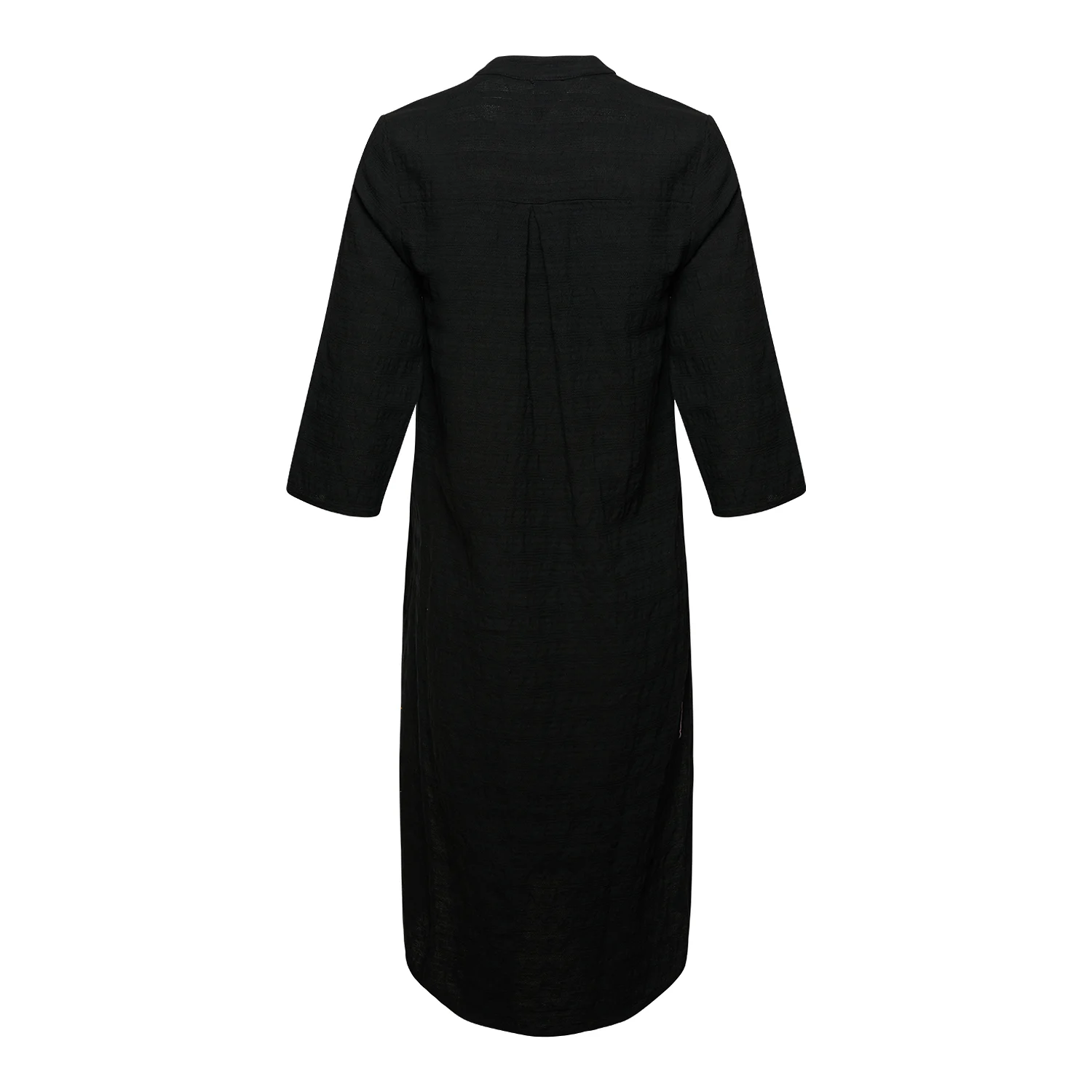 18970, Long Shirt Dress, Cotton Raw - Black