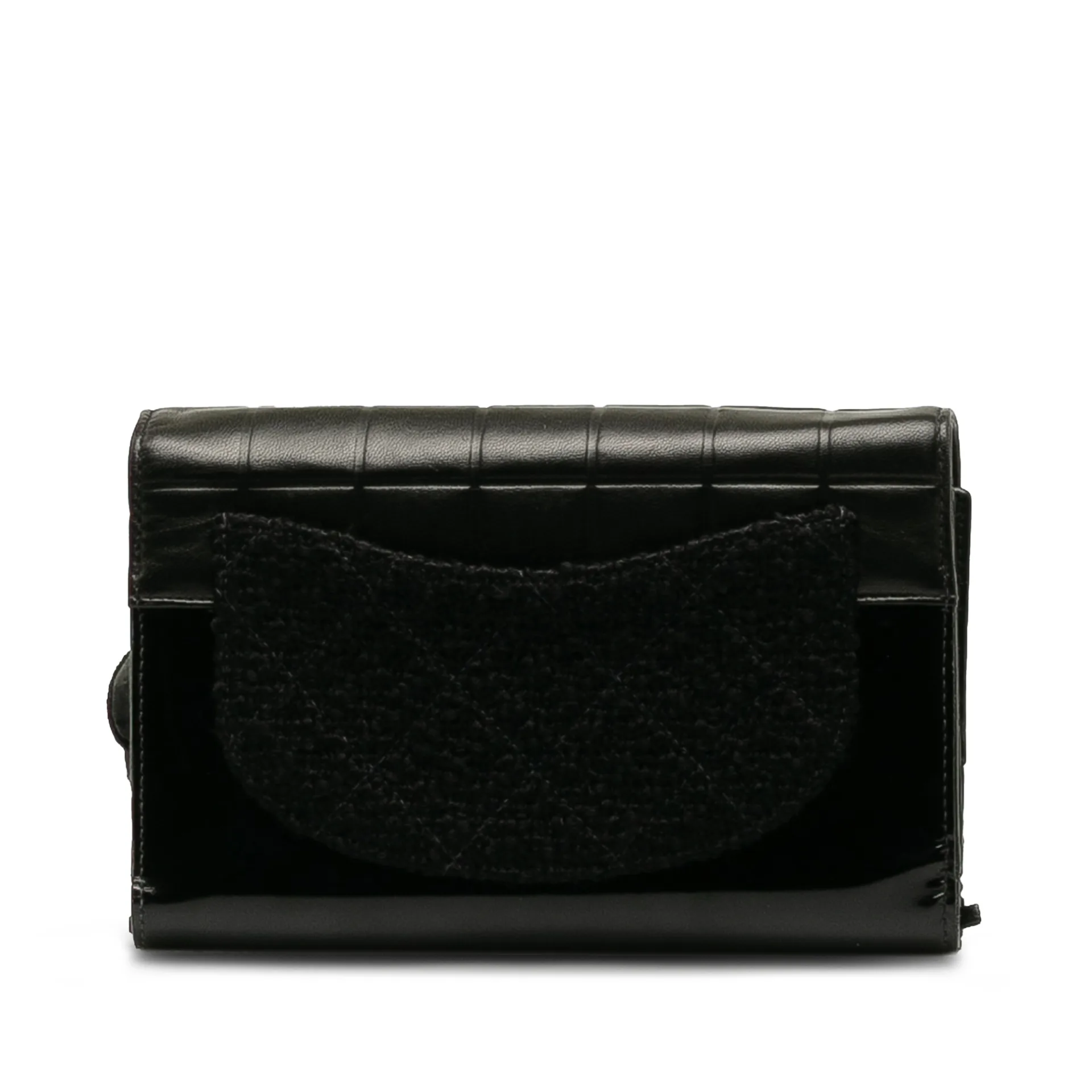 Chanel Tweed Chocolate Bar Camellia Clutch