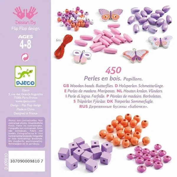 Träpärlor - Butterflies - 450-st