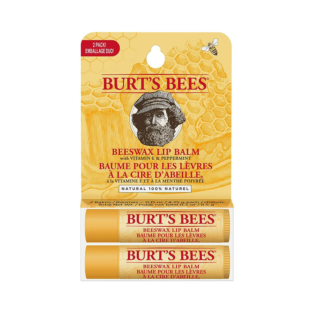 Beeswax Lip Balm Tube Blister Twin Pack