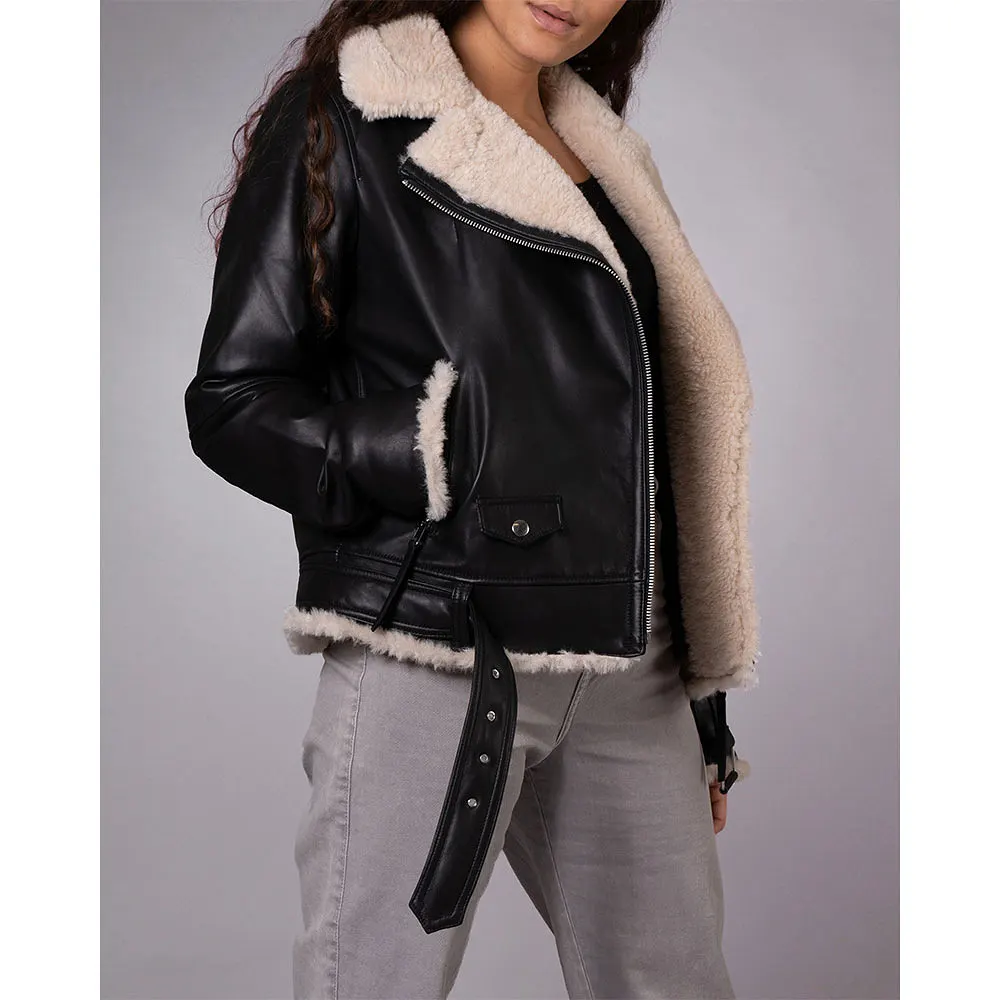 Bea Shearling Leather Biker