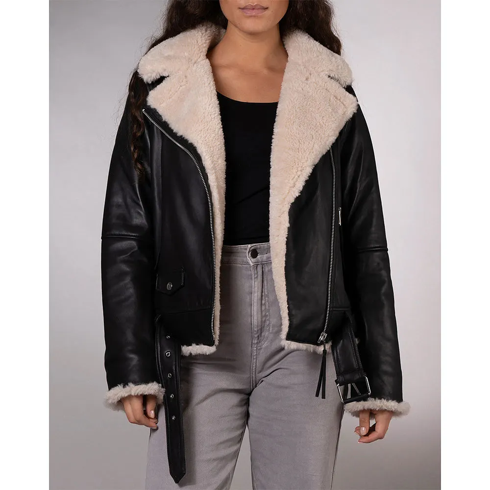 Bea Shearling Leather Biker