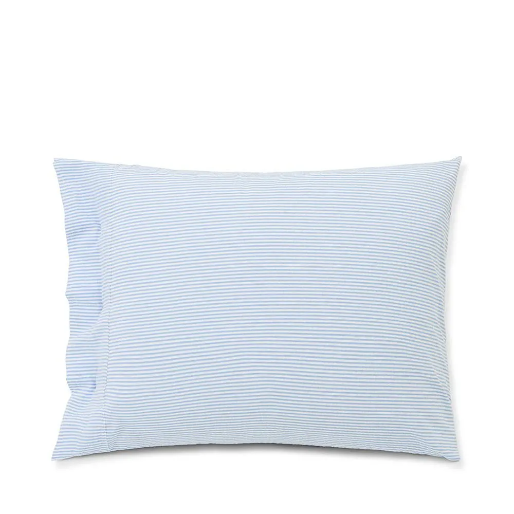 Blue/White Striped Cotton Seersucker Pillowcase