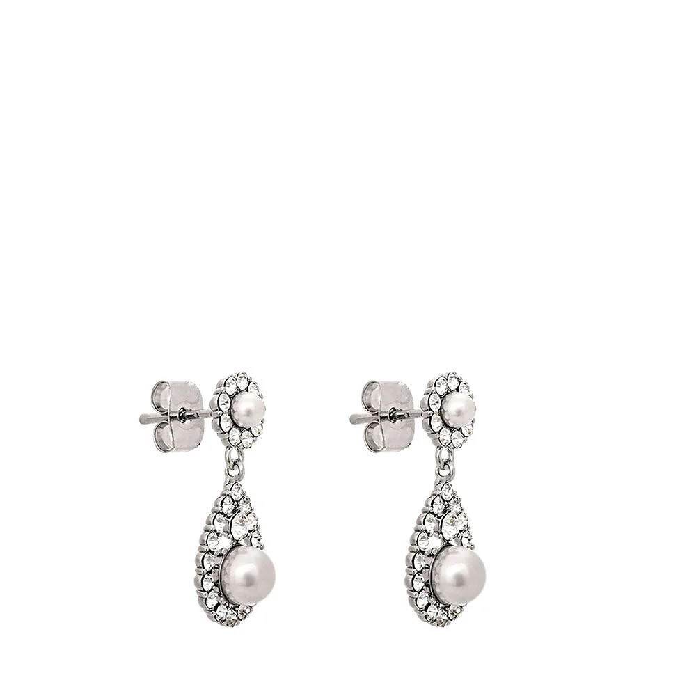 Petite Sofia Pearl Earrings - Crystal