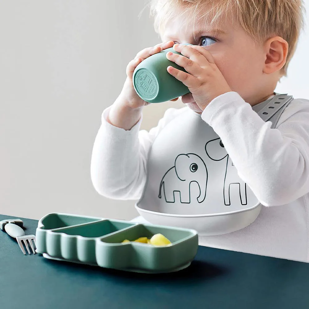 Silicone Stick&Stay snackplate Croco Green