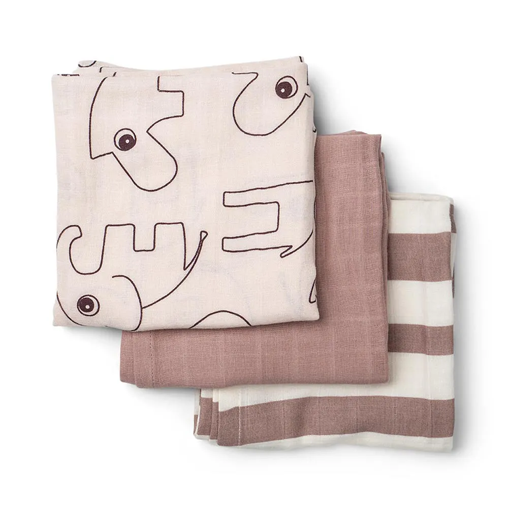 Burp cloth 3-pack GOTS Deer friends Powder