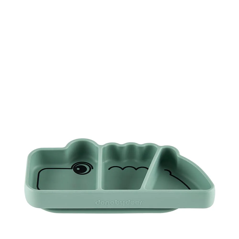 Silicone Stick&Stay snackplate Croco Green