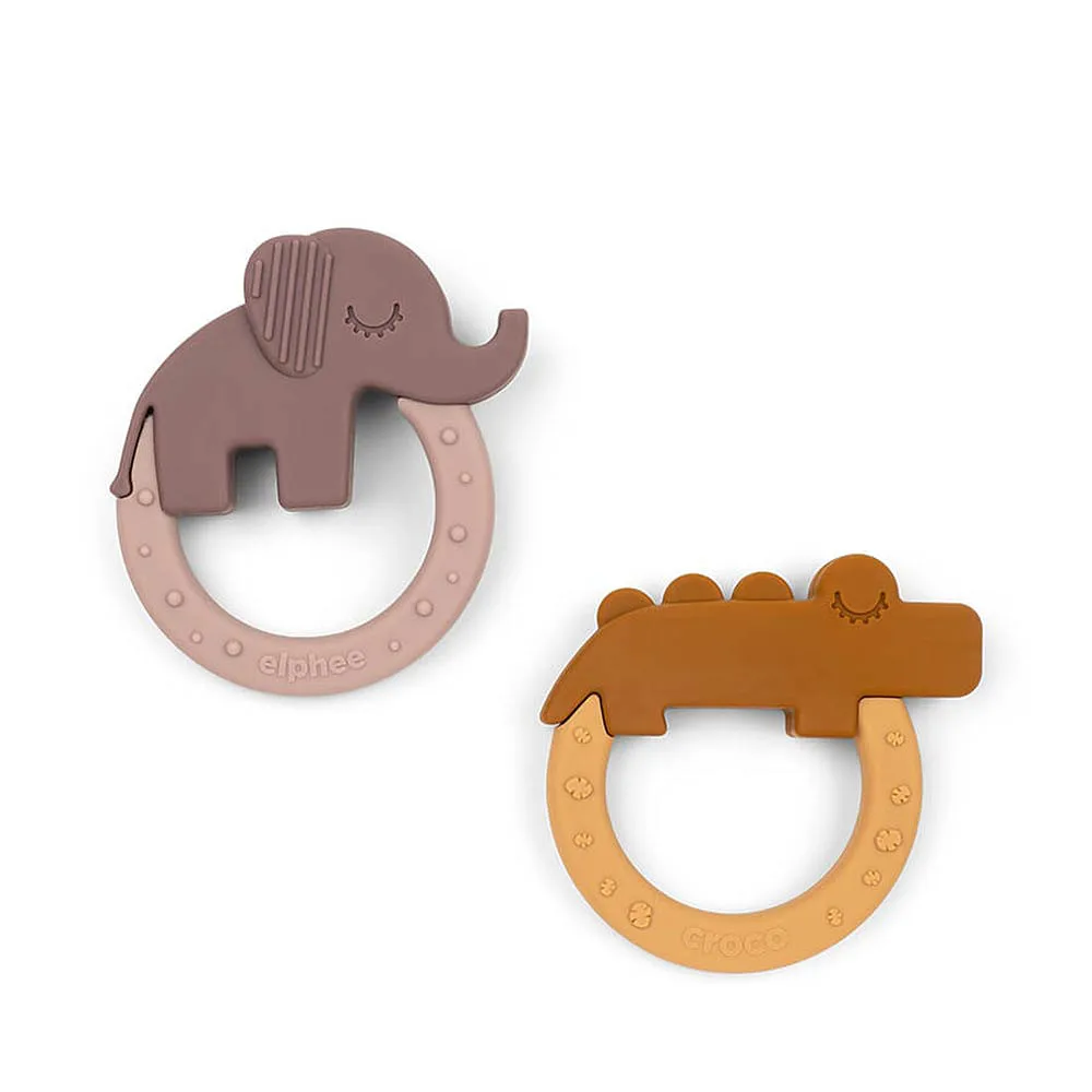 Teether 2-pack Deer friends Mustard/Powder