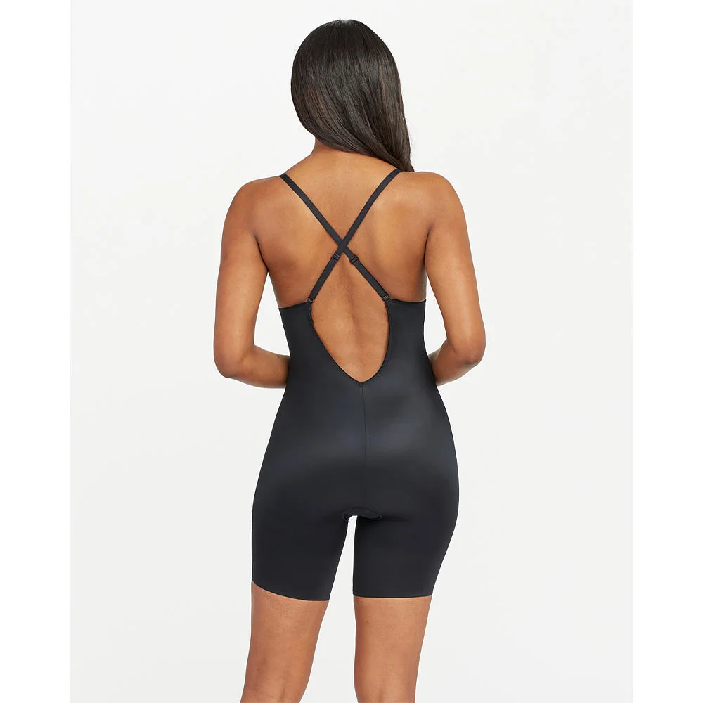 Suit Your Fancy Plunge Low-Back Mid-Thigh Bodysuit