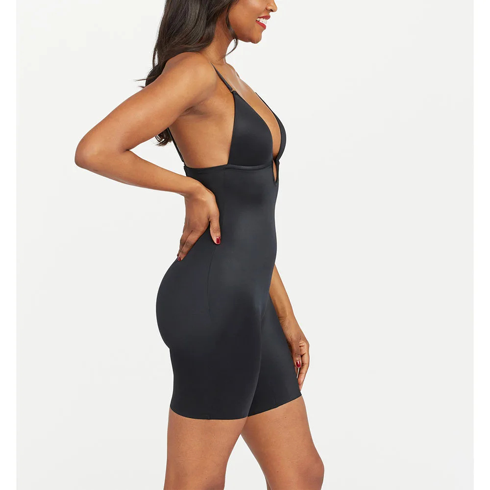 Suit Your Fancy Plunge Low-Back Mid-Thigh Bodysuit