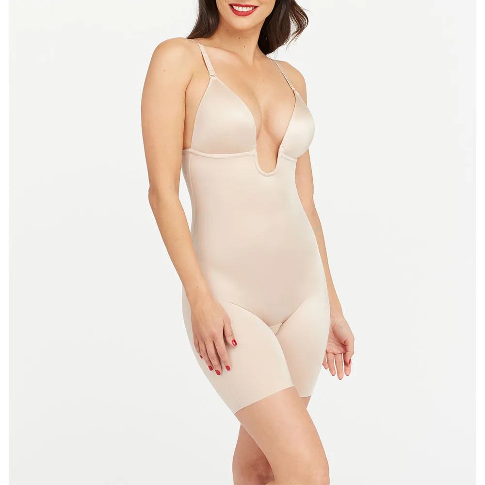 Suit Your Fancy Plunge Low-Back Mid-Thigh Bodysuit