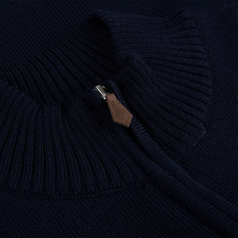 Textured Merino Zip Cardigan