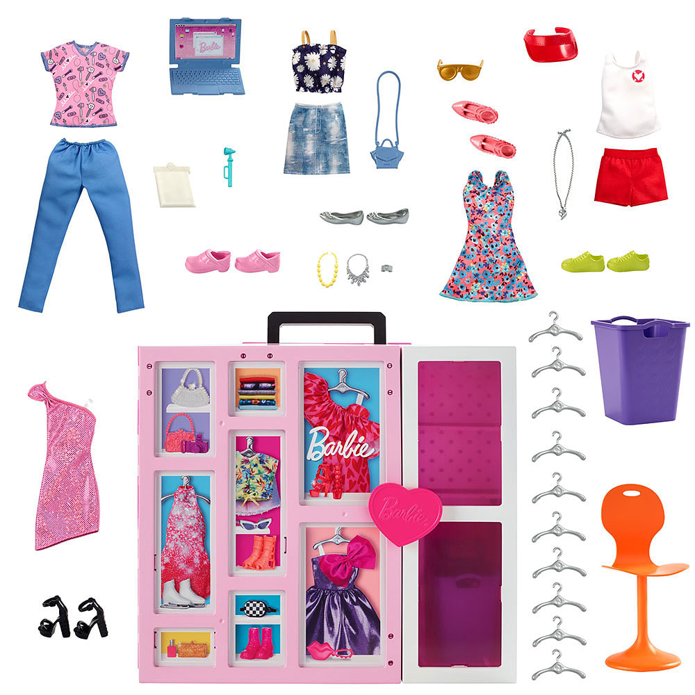 Barbie-garderob med docka