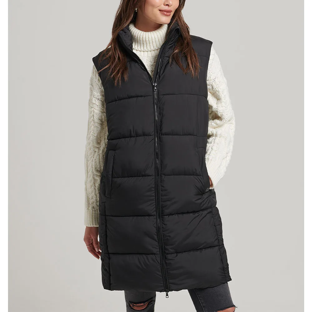 Longline Hooded Quilted Gilet