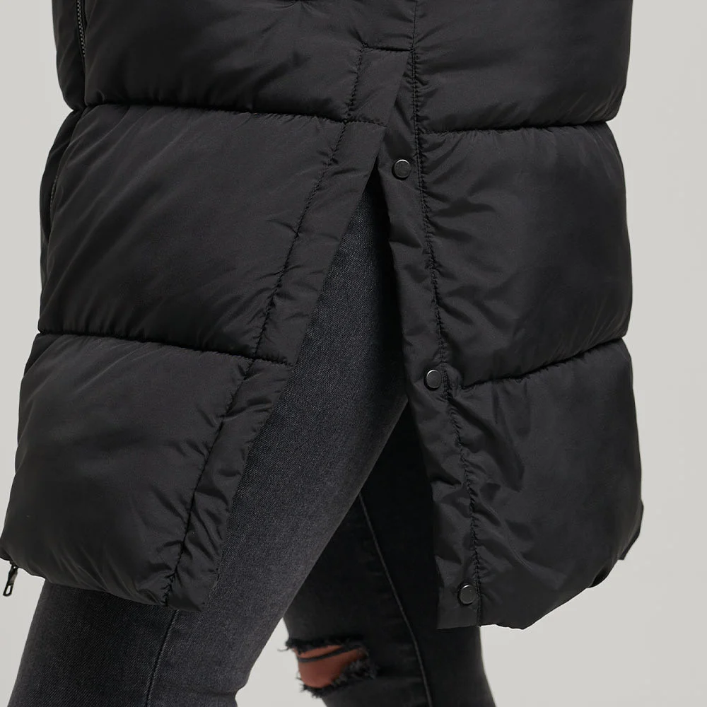 Longline Hooded Quilted Gilet