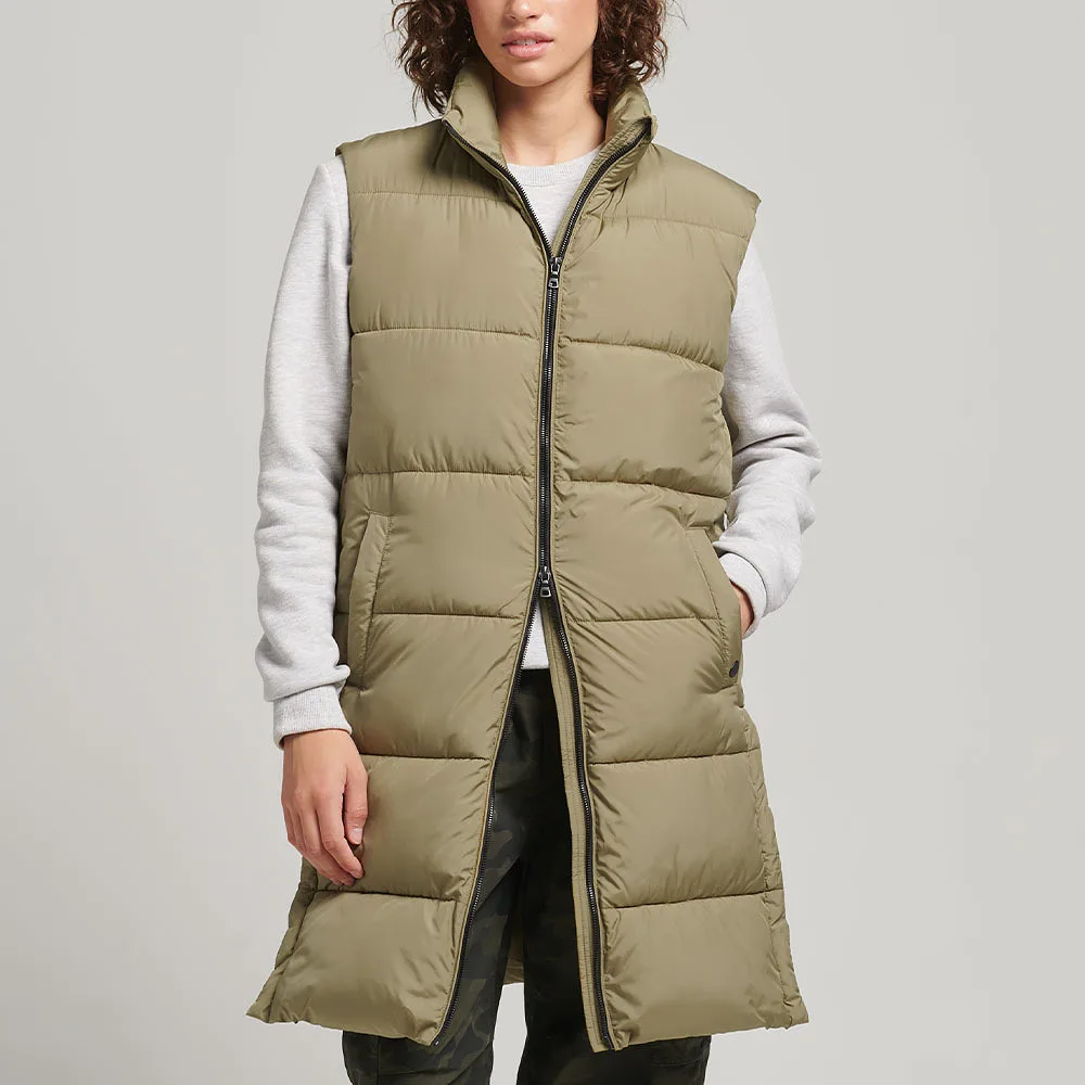 Longline Hooded Quilted Gilet