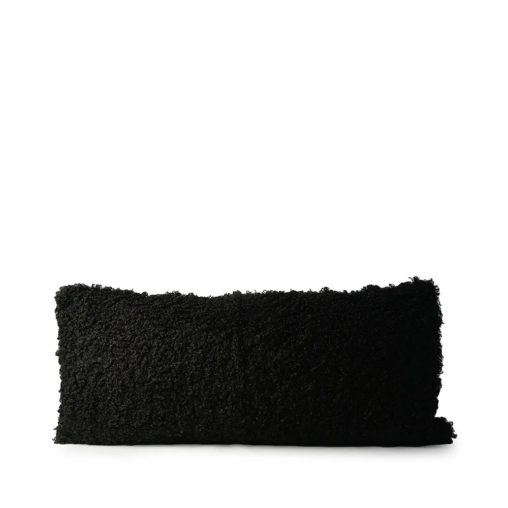 Kuddfodral 40x90  Curly Lamb Fake Fur Black