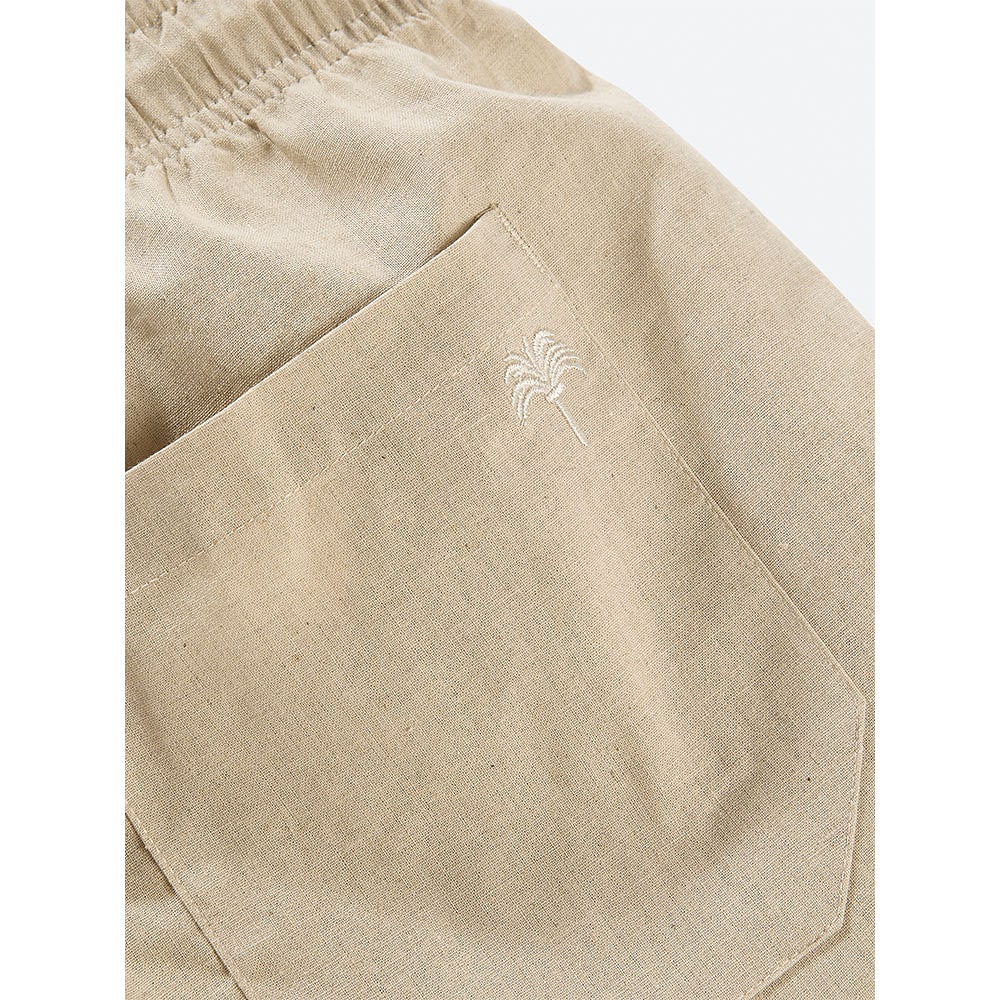 Navy Linen Long Pant