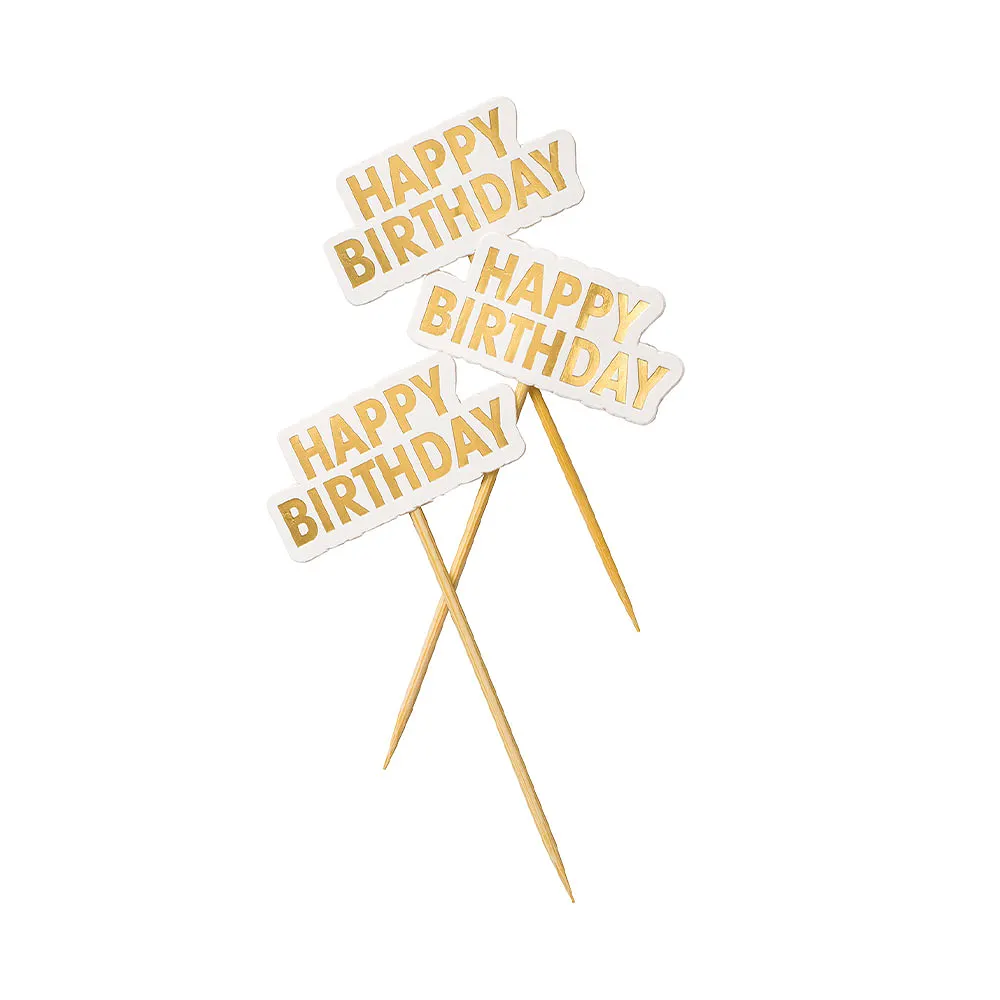 Cake toppers "HAPPY BIRTHDAY", 10st, guld