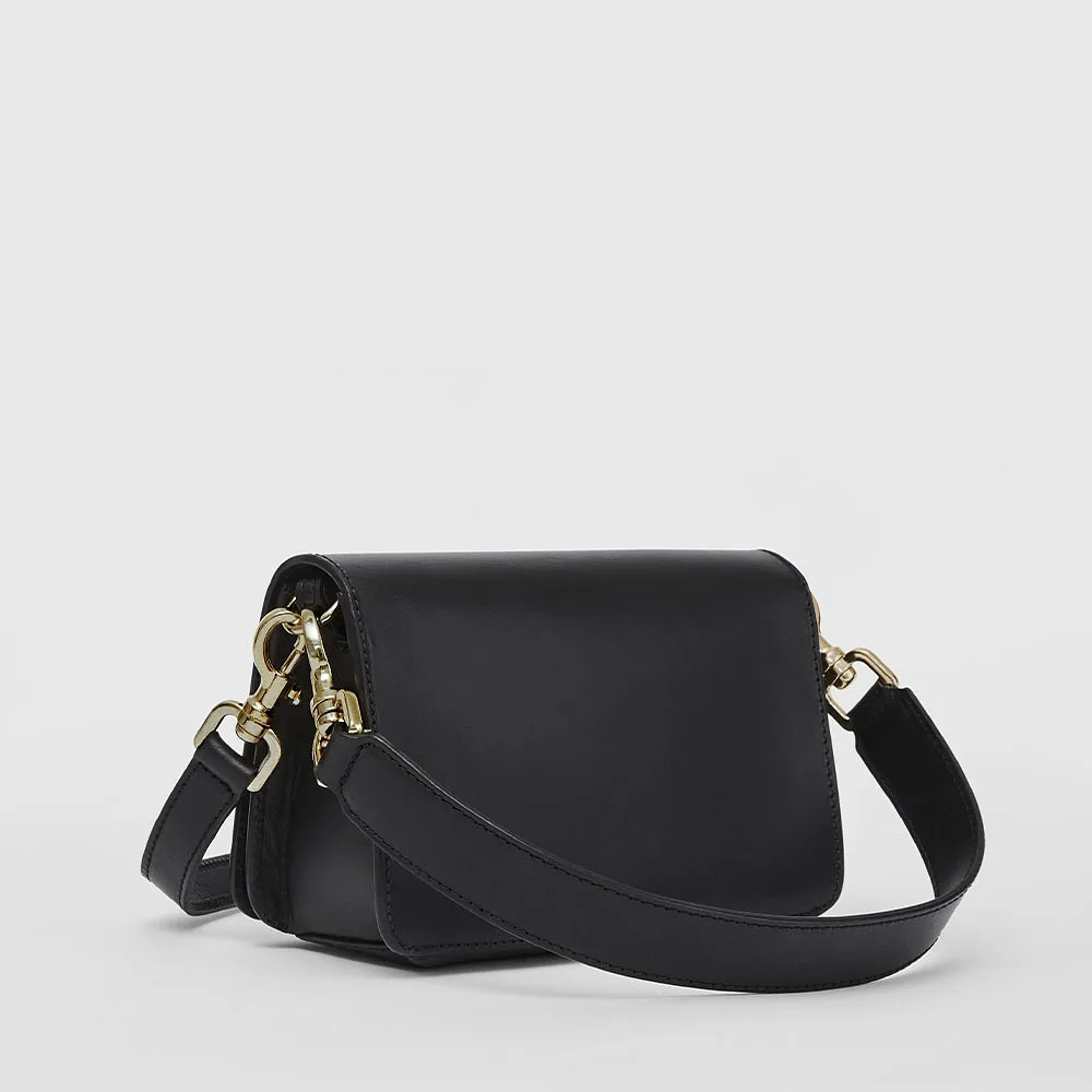 Corsina Black Leather Shoulder Bag