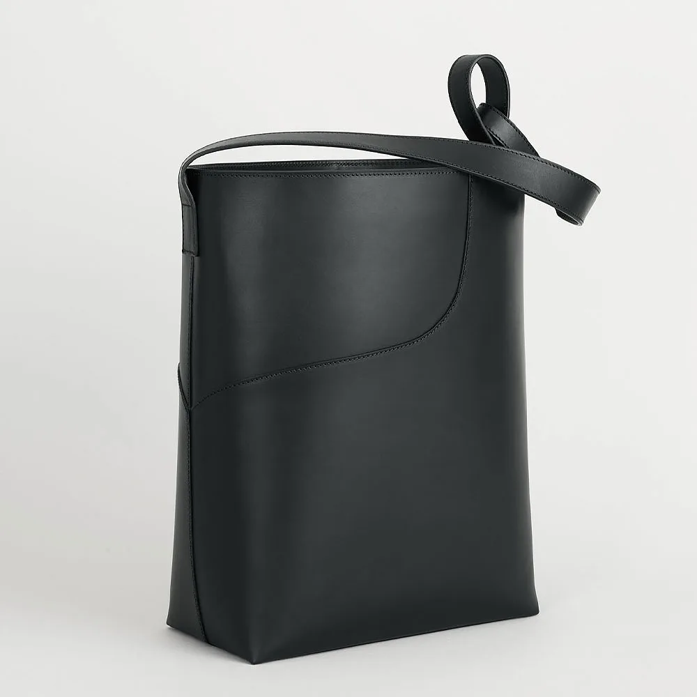 Pienza Black Leather Large Tote Bag