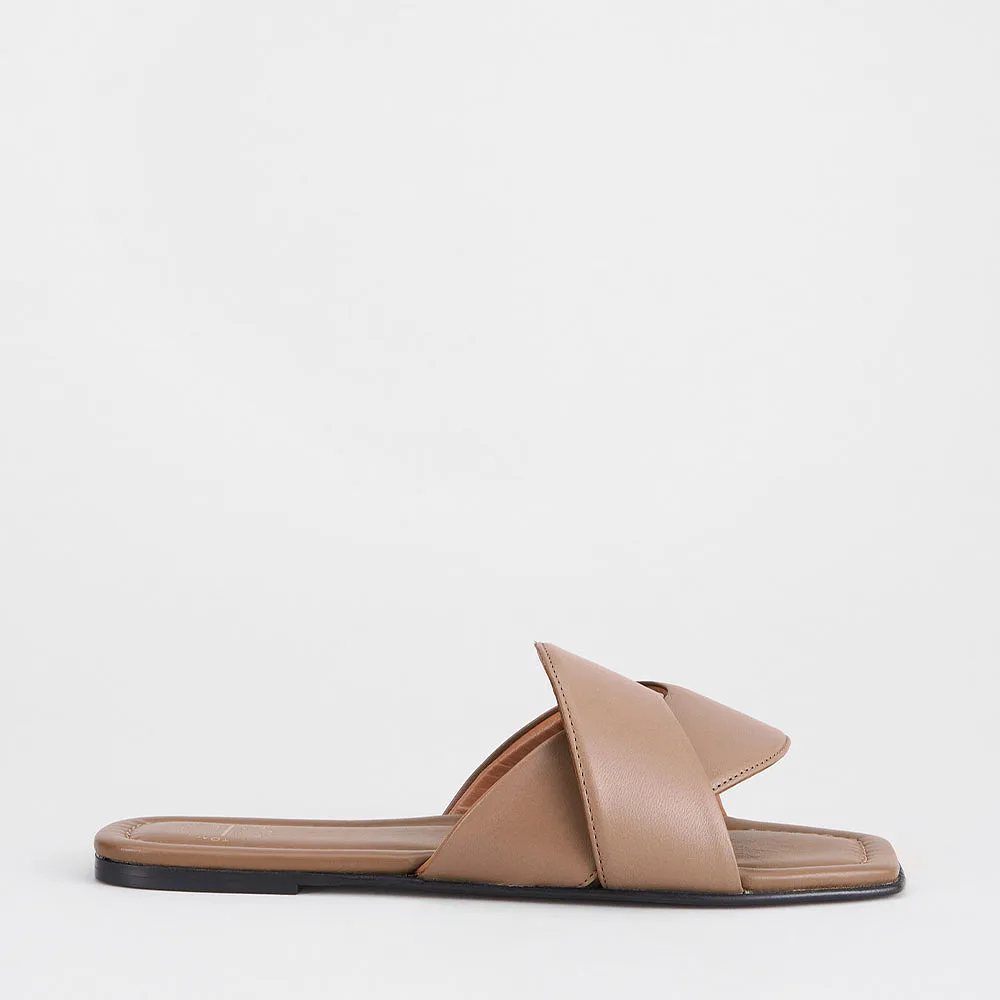 Capurso Hazelnut Nappa Flat Sandals