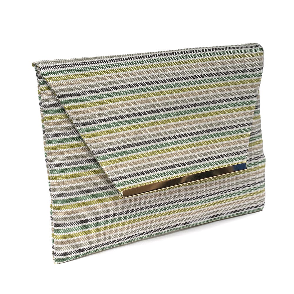 Envelope Bag Green Striped Straw