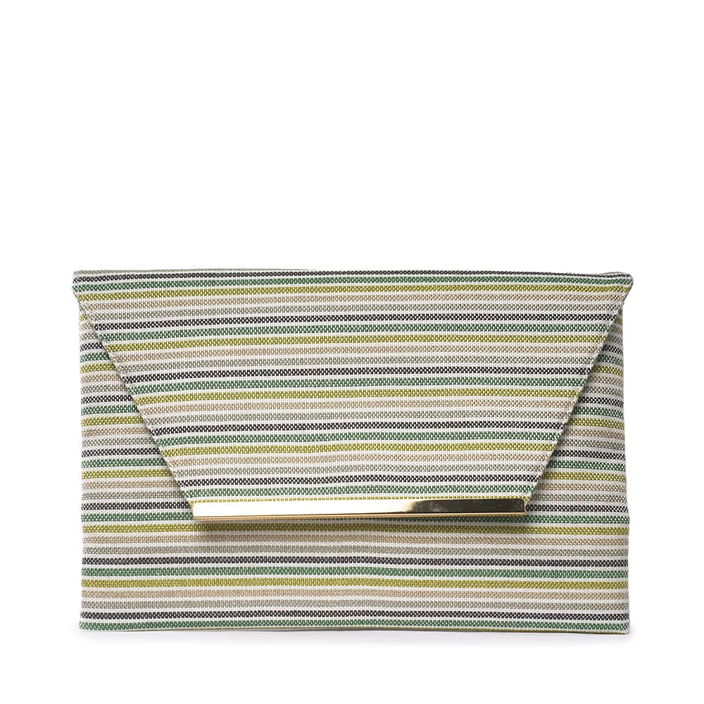 Envelope Bag Green Striped Straw