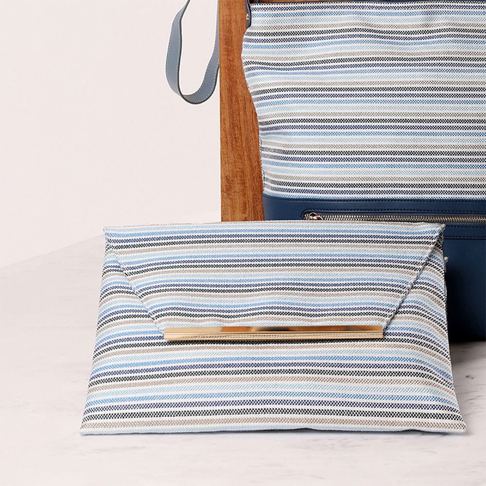 Envelope Bag Blue Striped Straw