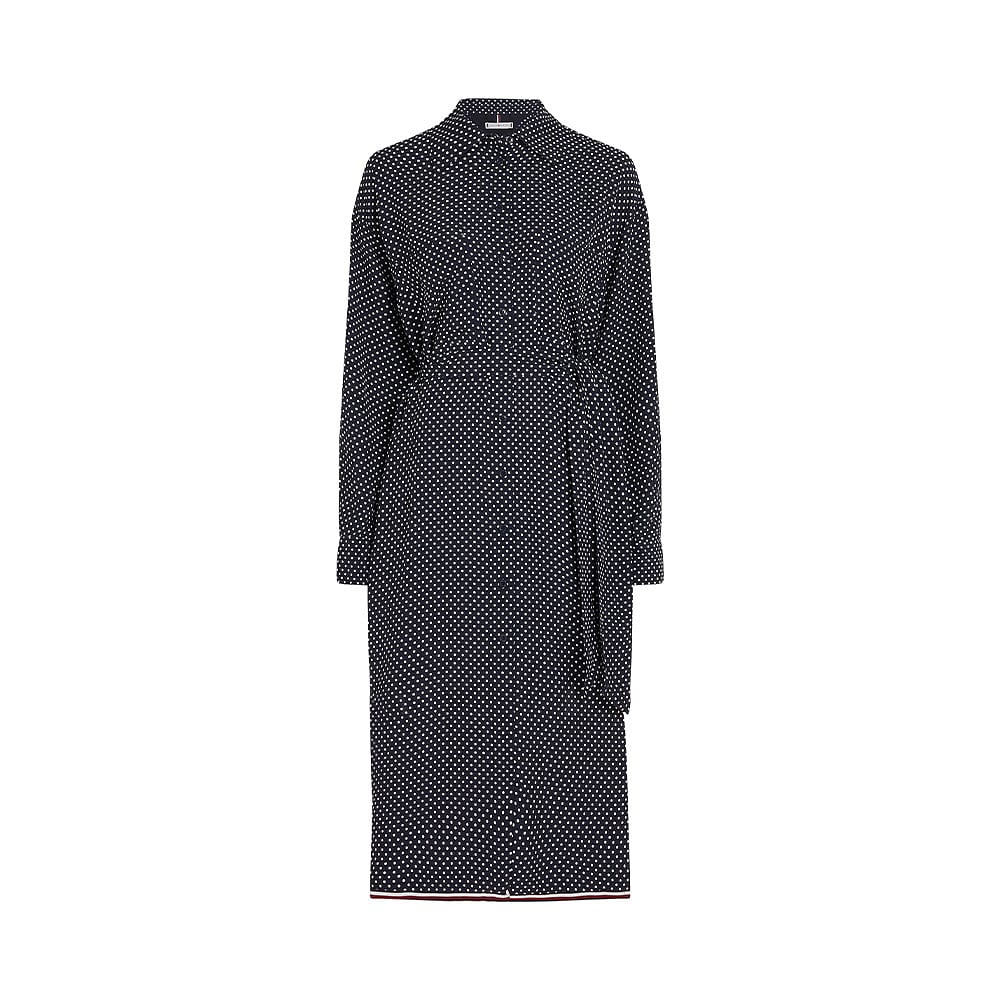 POLKADOT MIDI SHIRT DRESS LS