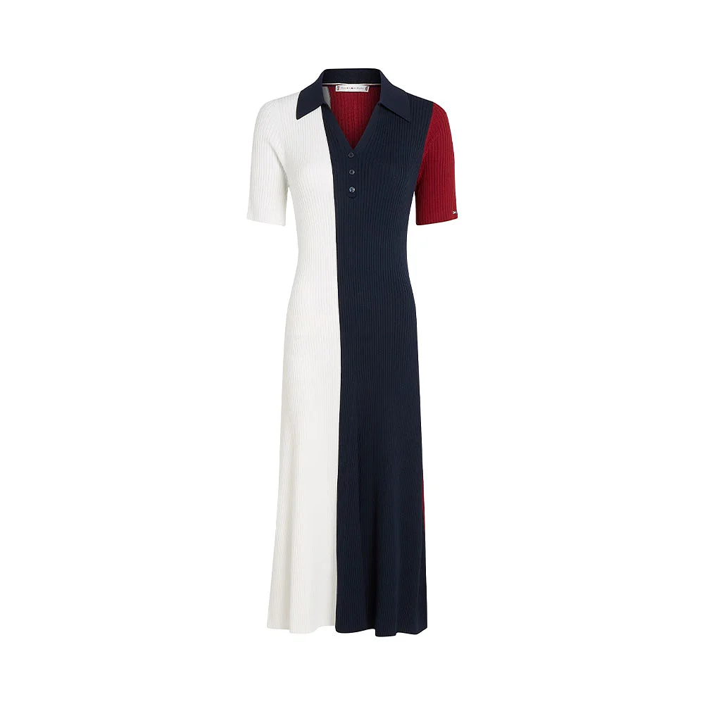 RWB COLOUR BLOCK POLO SWT DRESS