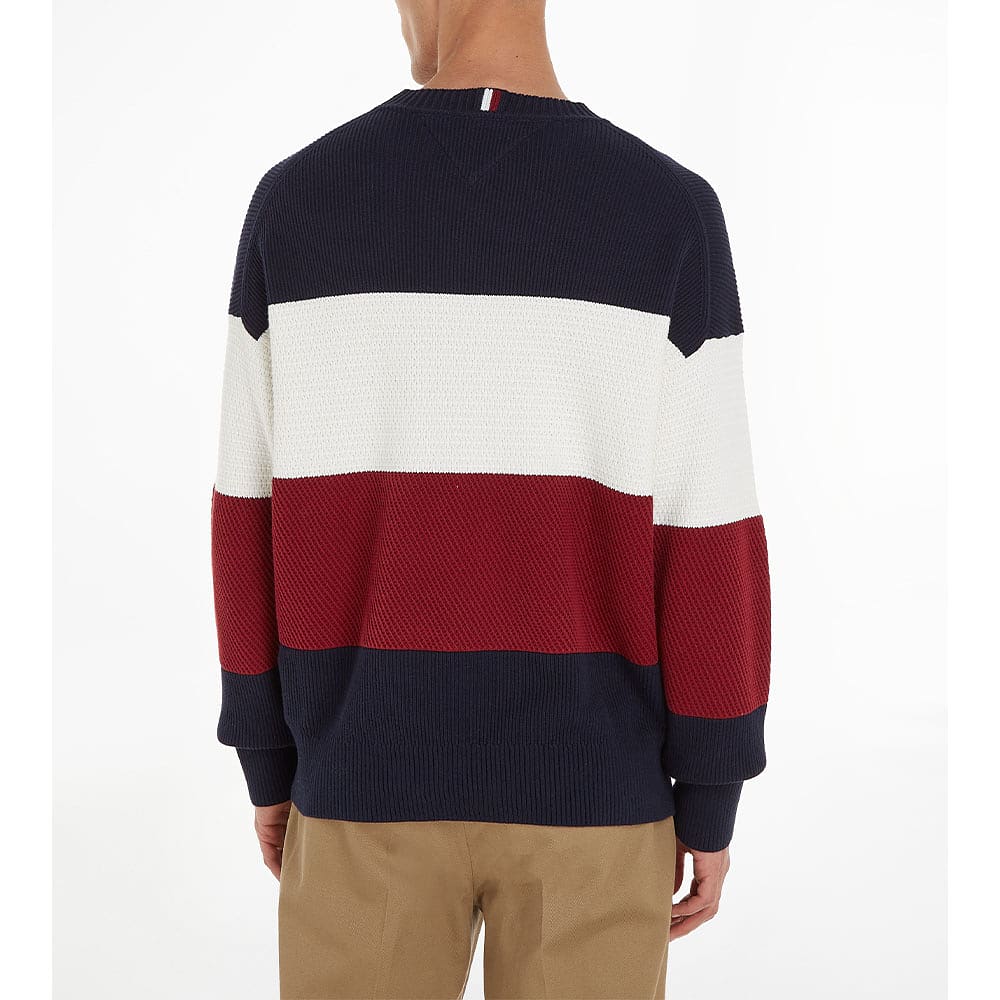 TEXTURED COLORBLOCK CREW NECK